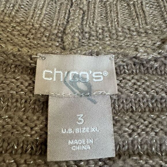 Chico’s cotton blend Shimmer Rib-Detail Sweater Vest open front size 3 or XL - Picture 6 of 9